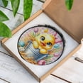 thumbnail image 5 of Easter Duckling Floral Wreath Suncatcher Stained Glass Style, UV Printed Glass, Yellow Bird Spring Decoration, Round, 5 of 9