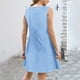 thumbnail image 4 of Camisón de poliéster para mujer, vestido de tirantes con cuello en V y botones para vacaciones de primavera y verano., 4 of 7