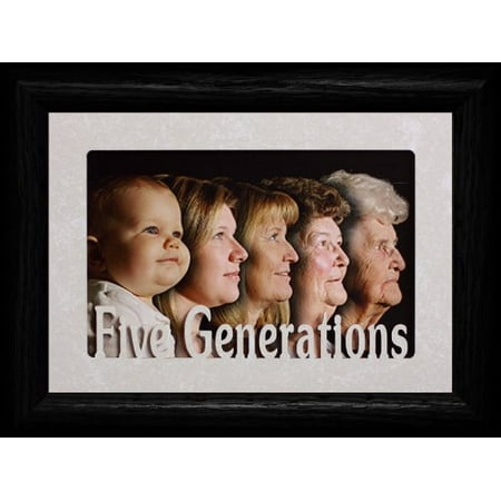 Cream Photo Frame Collage Five Generations ~ Landscape Cream Mat & Picture Frame ~ Holds A 4X6 Or A Cropped 5X7 Photo (Black) ()