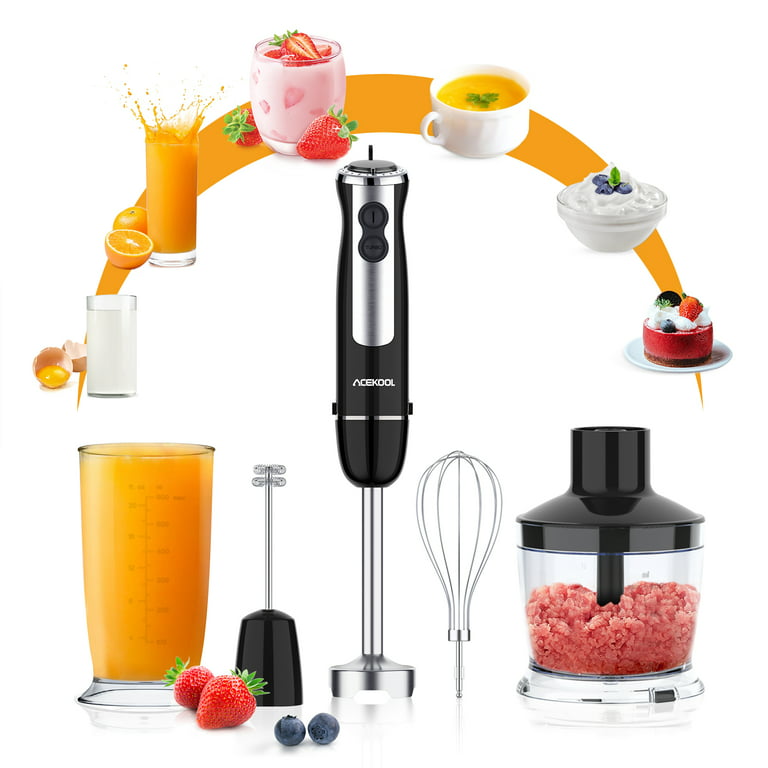 US Sold Only- Immersion Hand Blender, ISILER 5-in-1 500-Watt Multi-Purpose Stick  Blender with 860ml Food Chopper, 600ml Container, Milk Frother, Egg Whisk,  8-Speed for Puree Infant Food Smoothies Soups – iSiLER