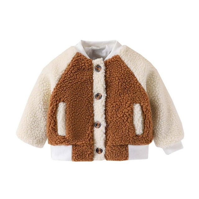 Kids Winter Jacket Solid Color Thickening Baseball Long Sleeve Jacket