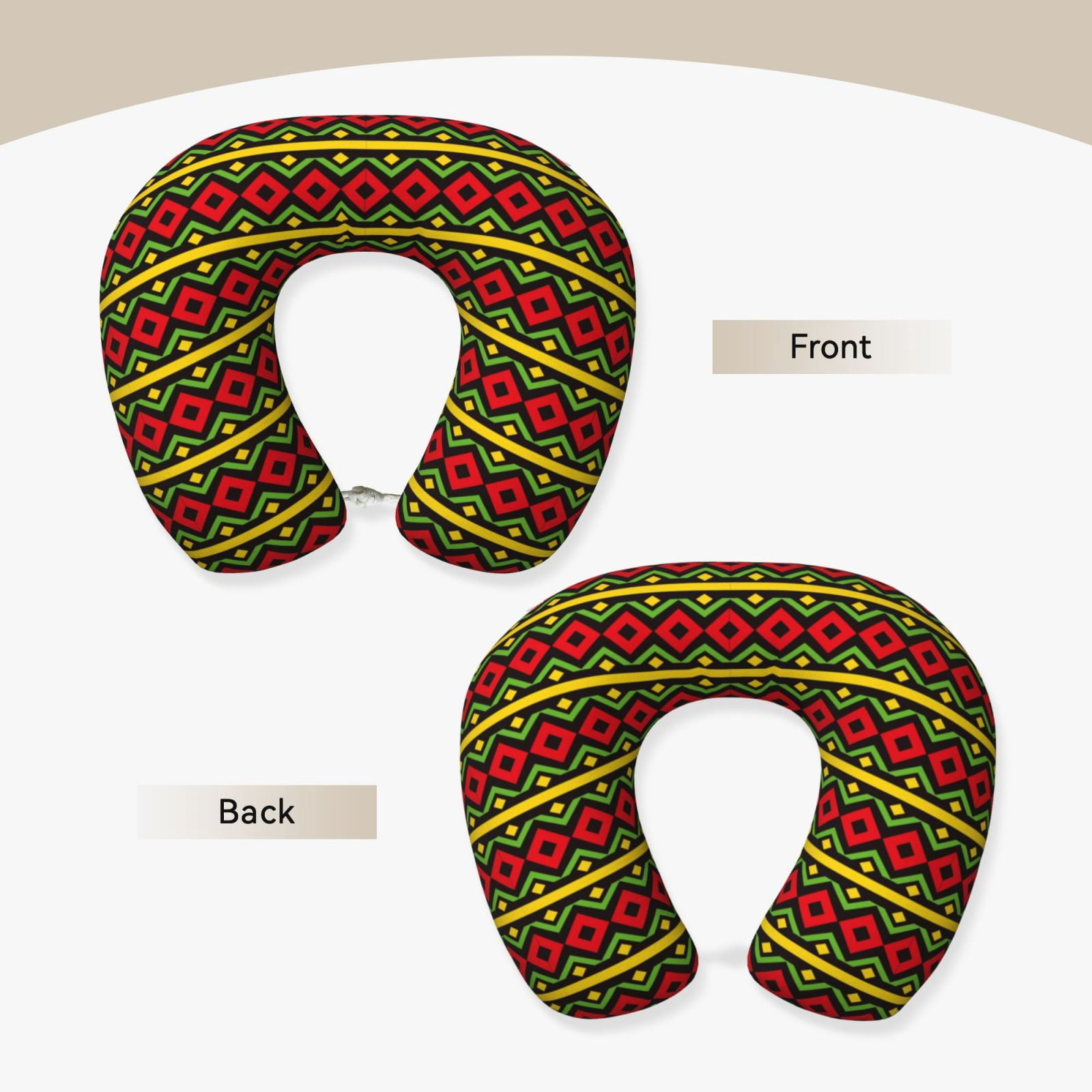 Xecao Classic Color Music Print Memory Foam Cervical Neck Pillow Versatile U-Shaped Pillows for Home,Office,Camping,Travelling,Soft Washable Cover