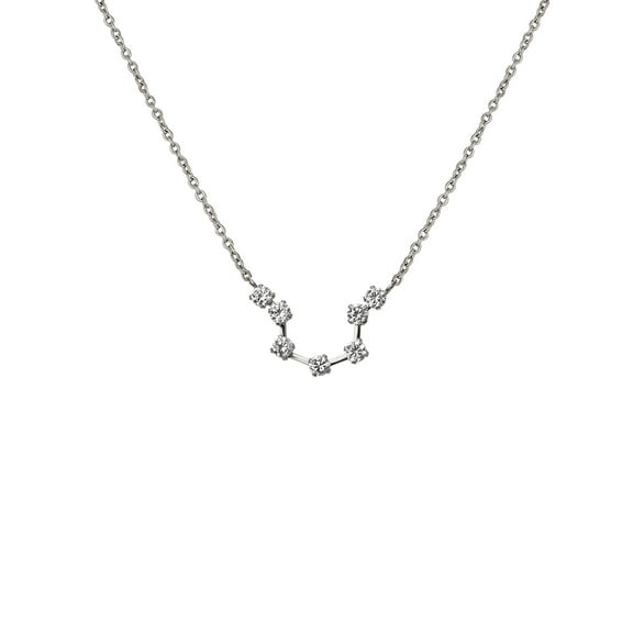 Anavia Zodiac Necklace Birthday Gifts for Girlfriend - Stainless Steel Zodiac Constellation Crystal Necklace - Zodiac Dainty Jewelry for Women / Valentines Day Gift [Silver, Aquarius]