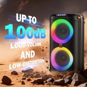 JYX Bluetooth Speaker, Dual 6.5 Subwoofer Portable Party Speaker System for Outdoor, Deep Bass Party Box with Led Lights, T27-T
