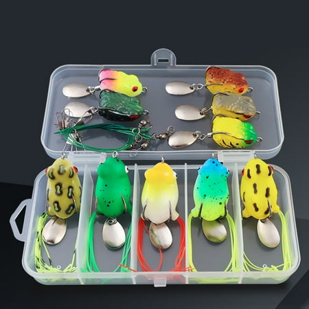 Riguas Topwater Frog Lures Set Realistic Appearance Sharp Hook Design Frog Artificial Soft Baits Freshwater Simulated Frog Lures