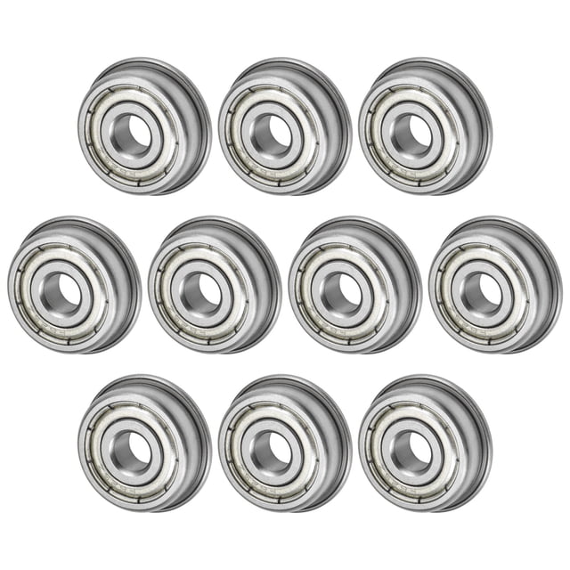 Uxcell Paquete de 10 Rodamientos de Bola con Brida F625ZZ, 5x16x5mm Sellados de Metal de Acero Cromado para Carretilla
