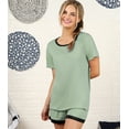 thumbnail image 2 of Doublju Women's Short Sleeve Round Neck Pajama Sleepwear 2 pcs Set (Plus Size Available), 2 of 5