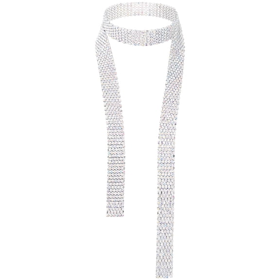 Rhinestone Mesh Tie for Women, Long Sparkle Neck Scarf with Glamorous Colorful Beads, Long-Lasting Nylon Material, Tie for Party, Evening Dinner, Prom, Nightclub Outfit