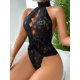 thumbnail image 4 of Body de encaje floral sensual con cuello halter y tanga calada y sin espalda. Lencería y ropa interior sexy para mujer., 4 of 5