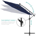 thumbnail image 4 of Best Choice Products 10ft Solar LED Offset Hanging Market Patio Umbrella for Backyard, Poolside, Lawn and Garden w/Easy Tilt Adjustment, Polyester Shade, 8 Ribs - Navy Blue, 4 of 7