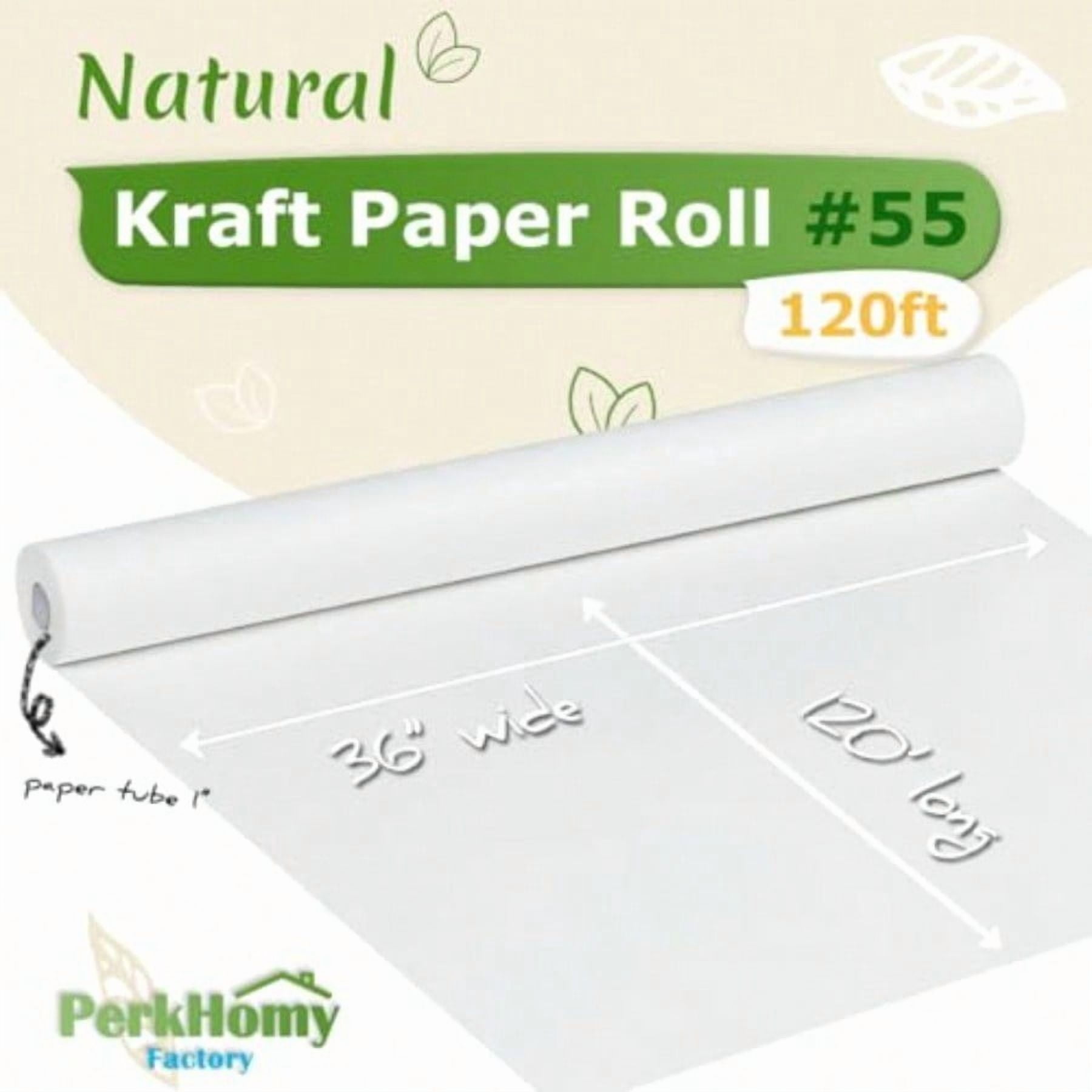 36 x 1440 120' White Kraft Paper Roll for Craft Bulletin Board Paper Art Table Covering Crafting Gift Wrapping Bouquet Packing Parcel 80GSM 55LB (White 36 x 120')