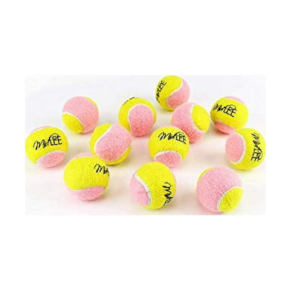 Midlee X-Small Dog Tennis Balls 1.5" Pack of 12 (Pink/Yellow, 1.5 inch)