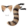 thumbnail image 1 of Disfraz de cola larga sintética para fiestas temáticas de animales, orejas de zorro, aro para el pelo para Amarillo negro Zulema Traje de juego de cosplay, 1 of 8
