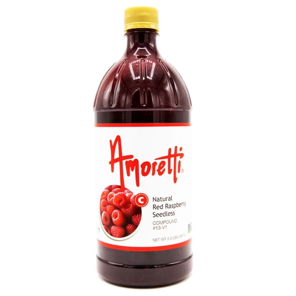Amoretti - Red Raspberry Seedless Compound 2.2 lbs / Artificial Color - Natural Flavors, Shelf Stable Even After Opening, Certified Kosher, TTB Approved, Perfect for Baking Applications & Beverages