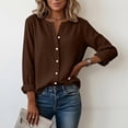 thumbnail image 5 of Facnwert Women'S Linen Spring/Summer V-Neck Pullover Button Down Shirts Short-Sleeved Top Business Casual Outfits Casual Tops, 5 of 9