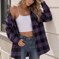 thumbnail image 3 of Dweltoz Women's Plaid Flannel Shirt Soft Long Sleeve Lightweight Casual Button Down Jacket with Pockets 2026 Fall Fashion Blouses,Purple S, 3 of 5