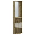 thumbnail image 2 of Beige Mirrored Corner Bar Cabinet, 75" H - Modern With Double Glass Doors & Whiskey Storage 73.03" With Red, 2 of 3