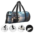 thumbnail image 3 of Zufioo Moonlit Sea Sailboat Print Round Sports Travel Duffel Bag, Airplane Weekender Bag, Waterproof Gym Backpack, Unisex, 3 of 6