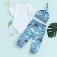 thumbnail image 5 of Douhoow 3PCS Summer Outfits for Newborn Baby Boys Short Sleeve White Romper+Whale Print Pants+Hat 3 6 12 Months, 5 of 9