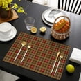 thumbnail image 4 of Brown Red Yellow Plaid Checkered Pattern Summer Placemats Table Placemats Set Of 4-Linen Kitchen Washable Placemats Table Mats 11.8"x17.7" Non-Slip Heat Resistant, 4 of 6