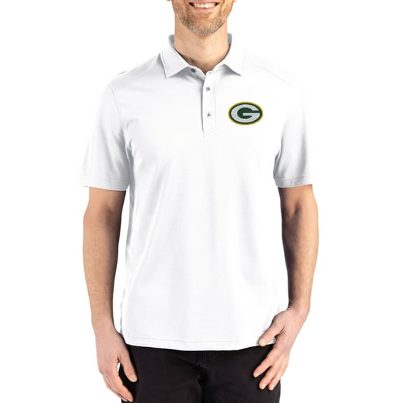 Men's Cutter & Buck White Green Bay Packers Big & Tall Advantage Refresh Epic Confidence Recycled Tri-Blend Pique Polo