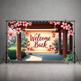 thumbnail image 5 of Wooden Door Themed Welcome Back Banner with Floral Leafy Elements Party Decorations Backdrop Background for Homecomings Reunions Office Returns Gatherings, 5 of 7