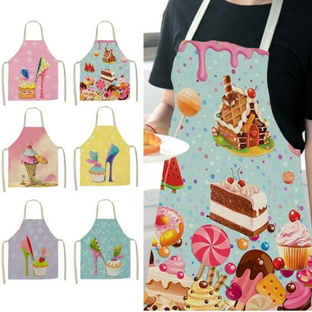 

Cheers US Cute Cake Apron Candy Cupcake Aprons with Adjustable Neck Straps Fruit Ice Cream Cakes Oil-Proof Kitchen Bib Colorful Dessert Waterproof Polyester Bibs for Women Bakeing