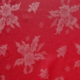 thumbnail image 3 of Violet Linen Vintage Sparkling Christmas Holly Bows Damask Pattern, Polyester Jacquard, with Metallic Plain Weave Woven, Red, 60 Inch by 84 Inch, Seats 6 to 8 people, Rectangular Tablecloths, 3 of 8