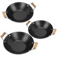 thumbnail image 3 of Masteelf Black Metal Cooking Pot Set with Wooden Handles, Thickened Dry Pots for Home Kitchen Use, 3 Pieces, 3 of 8