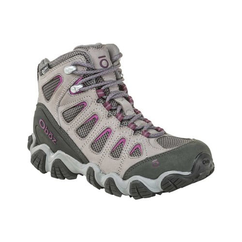 Oboz Womens Sawtooth Mid B-DRY Walking Shoes Grey Purple Sand Sports Outdoors 