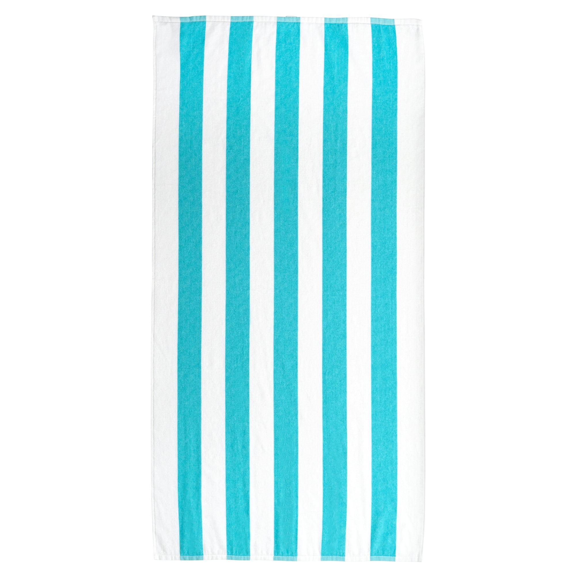 Mainstays Cabana Stripe Beach Towel, 58 in x 28 in, Teal Splash