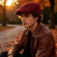 thumbnail image 5 of Joernso Men Woolen Newsboy Flat Cap, Soft Fitted Driving Cabbie Hat, Retro Style Peaked Cap for Spring And Autumn Casual Daily Wear, 5 of 8