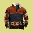 thumbnail image 3 of Men's Retro Western Sweatshirt - Zip-up Lapel with Personalized Print,S,red, 3 of 4