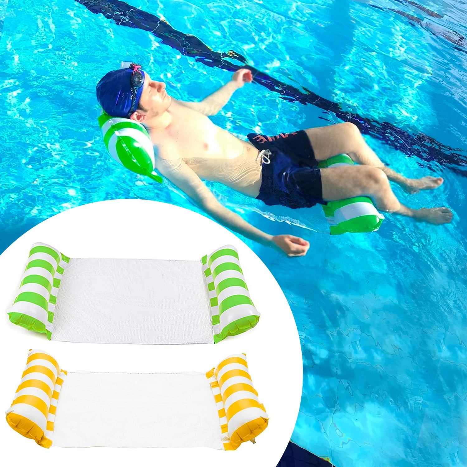12075cm BL gerFogoo Hammock Float Portable Swimming Pool Lounge Inflatable Water Pillow,Multi-Purpose Pool Hammock 12075cm 