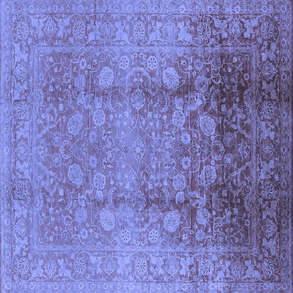 Ahgly Company Machine Washable Indoor Square Oriental Blue Industrial Area Rugs, 3' Square