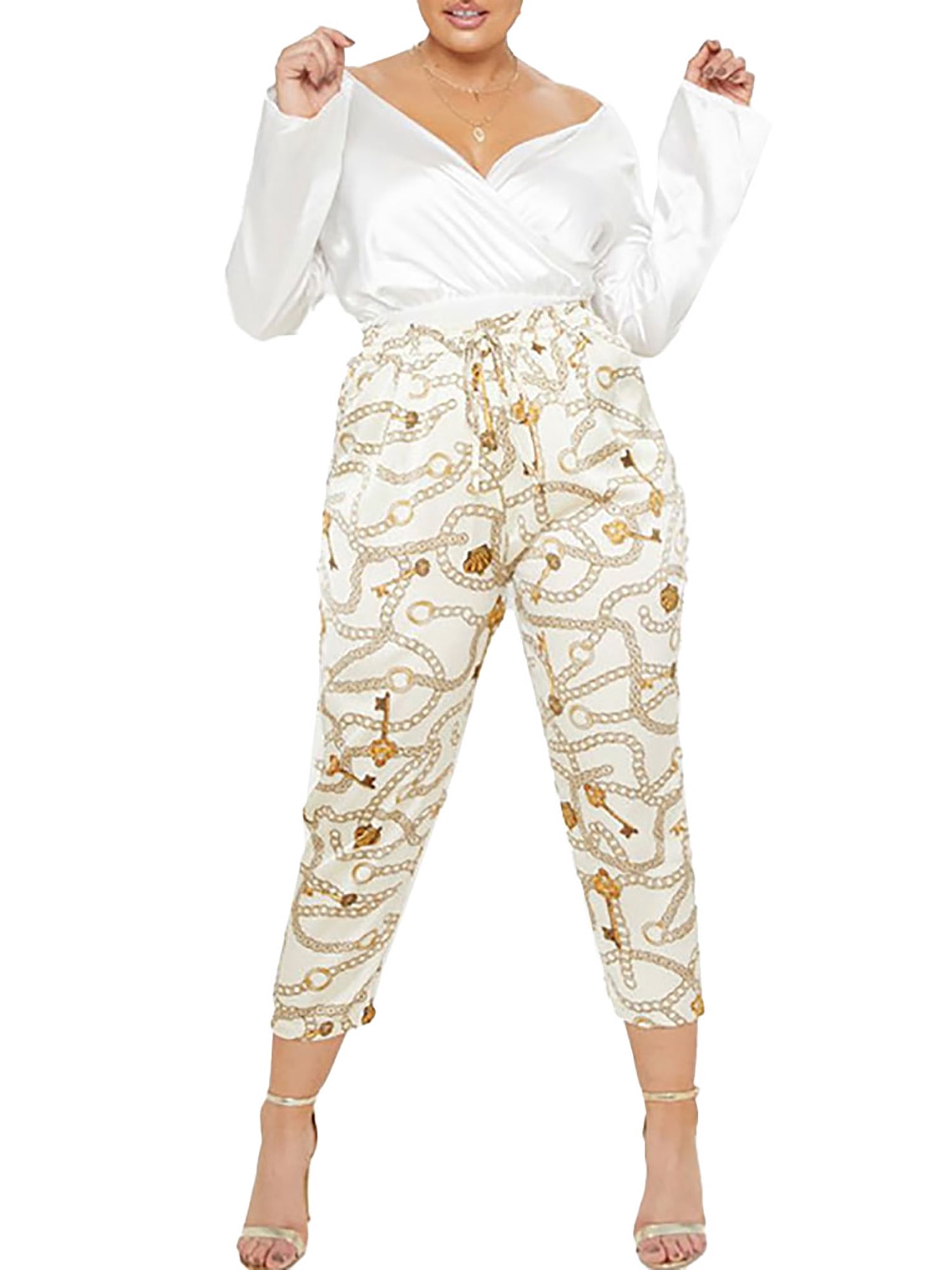 High Waist Printed Capri Pants 