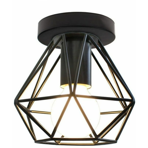 Retro Black Ceiling Light Fixtures, High Quality Integrated Iron Industrial Farmhouse Light Fixtures for Hallway, Bedroom, Kitchen, Stairway, Office (1 Pack)