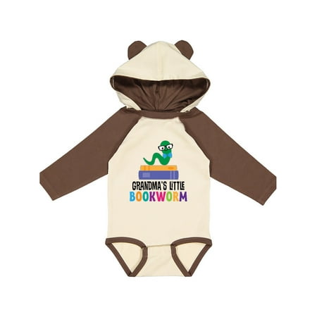 

Inktastic Grandma Little Bookworm Kids Reading Gift Baby Boy or Baby Girl Long Sleeve Bodysuit
