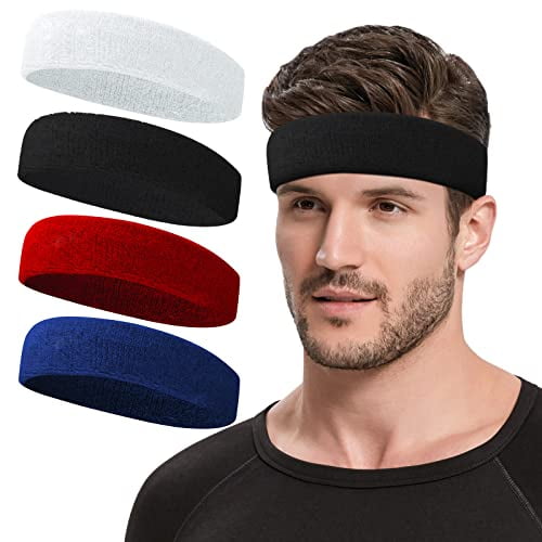 Sweatbands Sports Headband for Men & Women,Moisture Wicking Hairband Athletic Towel Headbands Cotton Head Sweat Bands for Running,Cycling,Yoga,Spa