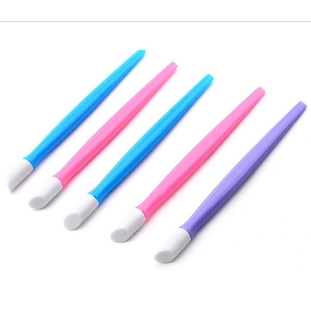 Limpiador de cutículas con punta de goma dura, mango de plástico profesional, 6 uds., herramienta para decoración de uñas (Color aleatorio)