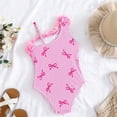 thumbnail image 5 of REDARER Girls One Piece Swimsuit Stripe Bow Print with 3D Floral Ruffle Swimwear,4-5 Years, 5 of 6
