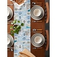 thumbnail image 2 of nqOlkjepod Blue Coastal Table Runner 48 Inches Long Farmhouse Dress Scarves, Turtle Nautical Anchor Octopus Starfish Coral Dining Tablerunner for Coffee Table/Kitchen Island/Party Décor, 13" x 48", 2 of 8