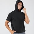 thumbnail image 3 of FRSASU Men's Short Sleeve Hoodie Gym Shirts Lightweight Quick-Dry Athletic Pullover Hooded Workout Fitness Tee Black, 3 of 8