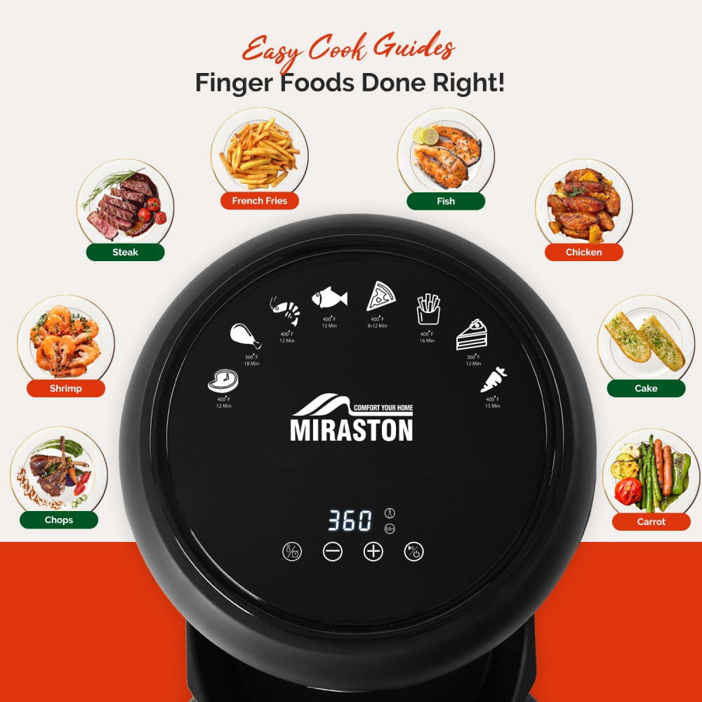 MIRASTON 2.8QT Air Fryer, Black - Compact, Digital Display, Nonstick