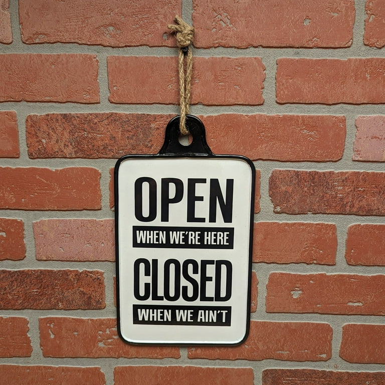 Rustic White Enamel Hanging Rope Open Closed Sign Door Business Shop Wall Decor Rustic White Enamel Hanging Rope Open Closed Sign Door Business Shop Wall Decor