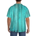 thumbnail image 3 of Kdxio Men's Hawaiian Shirt for Men Short Sleeve Shirt Turquoise Wooden2 Summer Casual Holiday Beach Button Down T-Shirts, 3 of 5