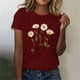 thumbnail image 3 of Tops de Ajuste Suelto para las Mujeres Sudadera Casual Impresa Manga Corta Cuello Redondo Superior, Poliéster, 3 of 4