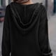 thumbnail image 3 of Blusa con capucha, cuello en V y puños largos de canalé, color negro, talla 2XL, para mujer, estilo casual elegante y chic, 3 of 5