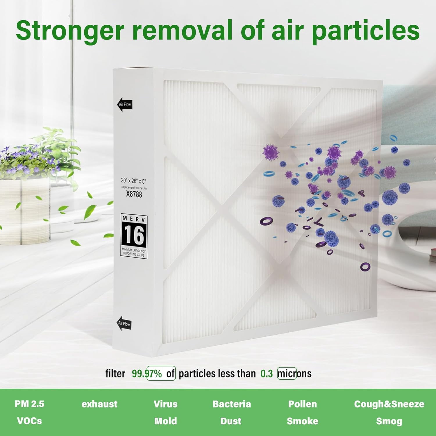 Upgrade X8788 MERV 16 Filter X8788 20x26x5 Furnace Filter Replace for PCO20-28 PureAir