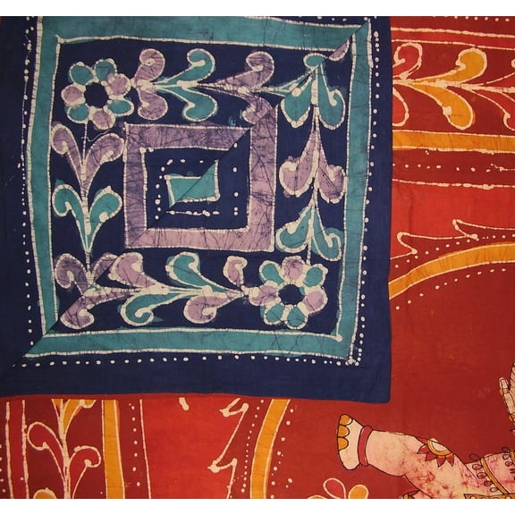 Batik Elephant Reversible Duvet Cover Cotton  92" x 88" Fits Full-Queen Multi Color